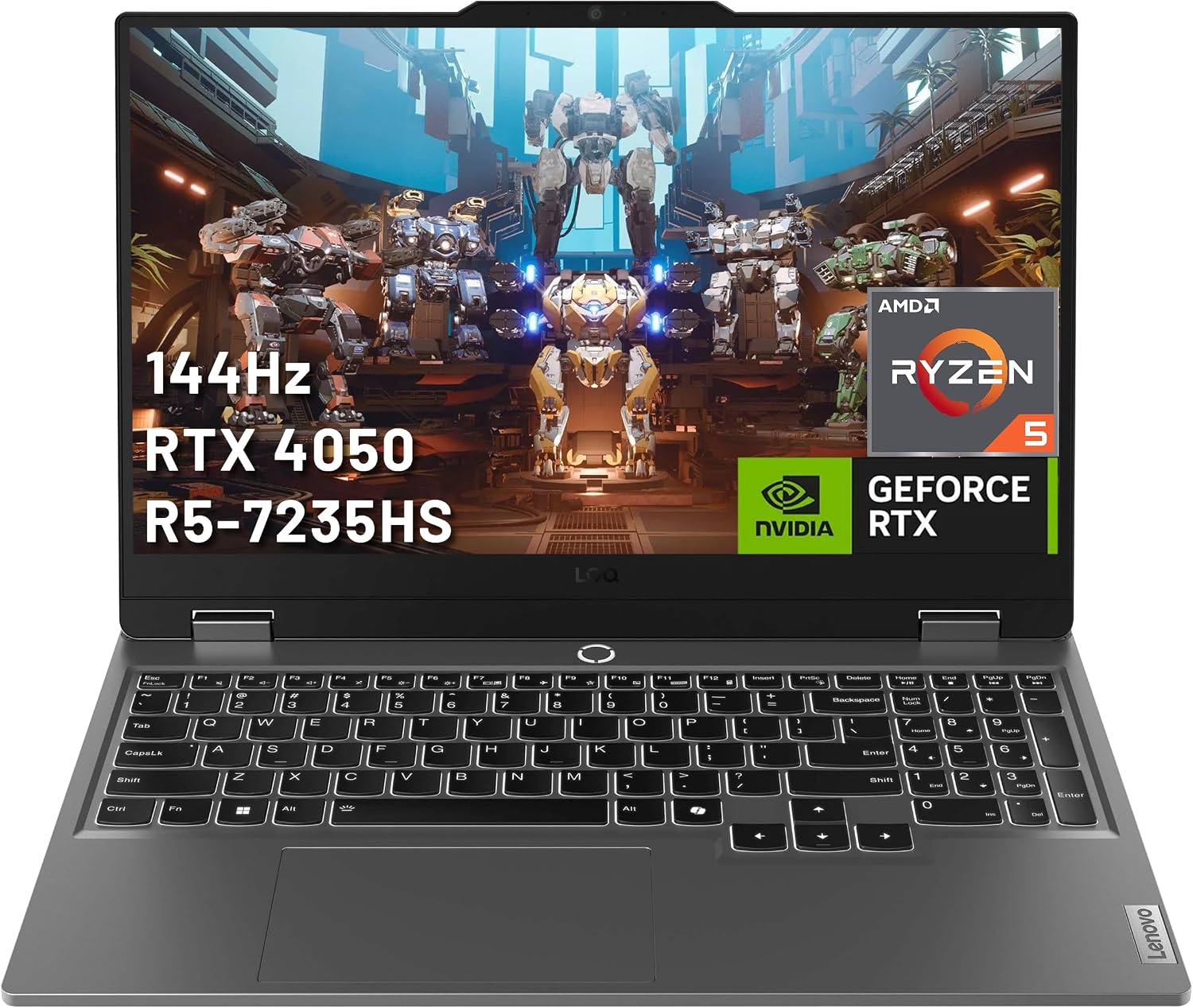 Lenovo LOQ 15.6' 144Hz FHD Gaming Laptop, AMD Ryzen 5 7235HS, NVIDIA GeForce RTX 4050, 12GB DDR5, 512GB PCle SSD, Backlit Keyboard, Numeric Keypad, Wi-Fi 6, Windows 11 Pro, Luna Grey (Renewed)