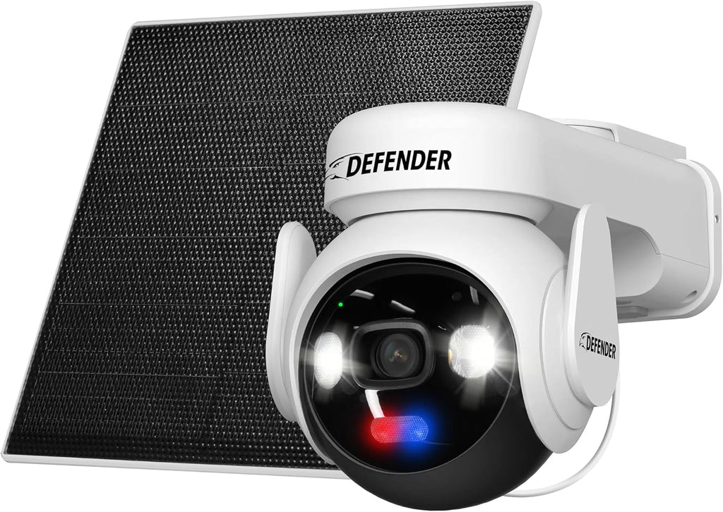 Defender Solar 4K Security Cameras Wireless Outdoor, 360° PTZ, AI Human Detection, Color Night Vision, Battery Max with 5W Solar Panel, Weatherproof Home Surveillance - AOV AI Guard Ultra-Charge