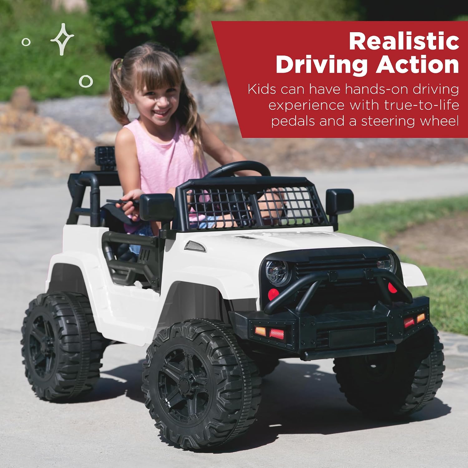 Best Choice Products 12V Kids Electric Vehicle Toy Ride On Car with Parent Remote Control for Toddlers, Seat Harness, 61 lbs Weight Capacity, Locking Doors, Spring Suspension, Bluetooth - White