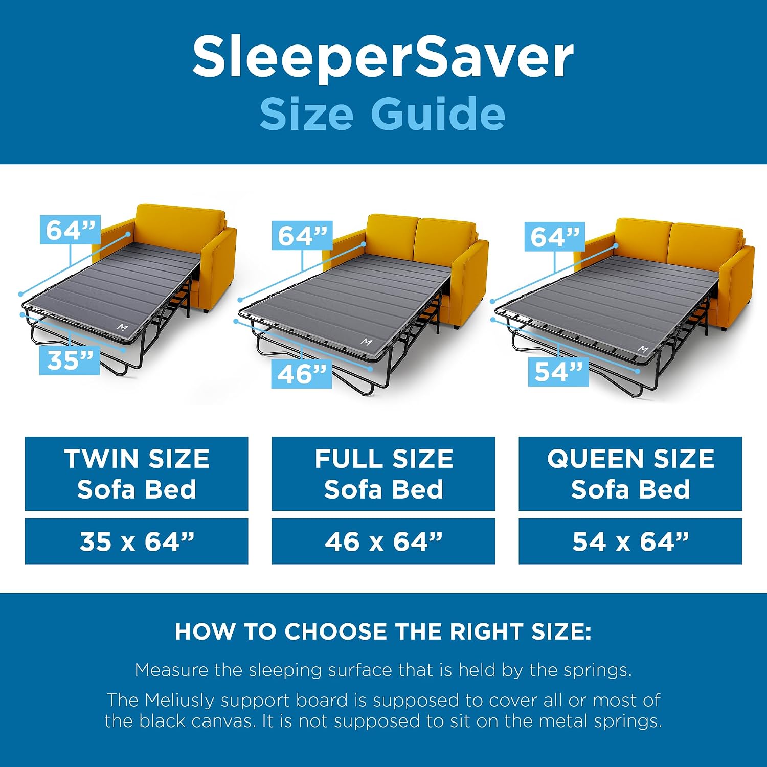 Meliusly Sleeper Sofa Support Board Full Size (46x64) Permanently Installed Wood Sofa Bed Board for Pull Out Couch, Folds with Frame, Under Mattress Bar Shield, Sofa Bed Support, Folding Bed Board