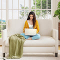Welzona Loveseat, 51' Small Couch, Comfy Teddy Love Seat for Living Room, Tool-Free Setup Loveseat Sofa for Small Spaces, All-Wood Small Sofa Couch for Bedroom, Beige