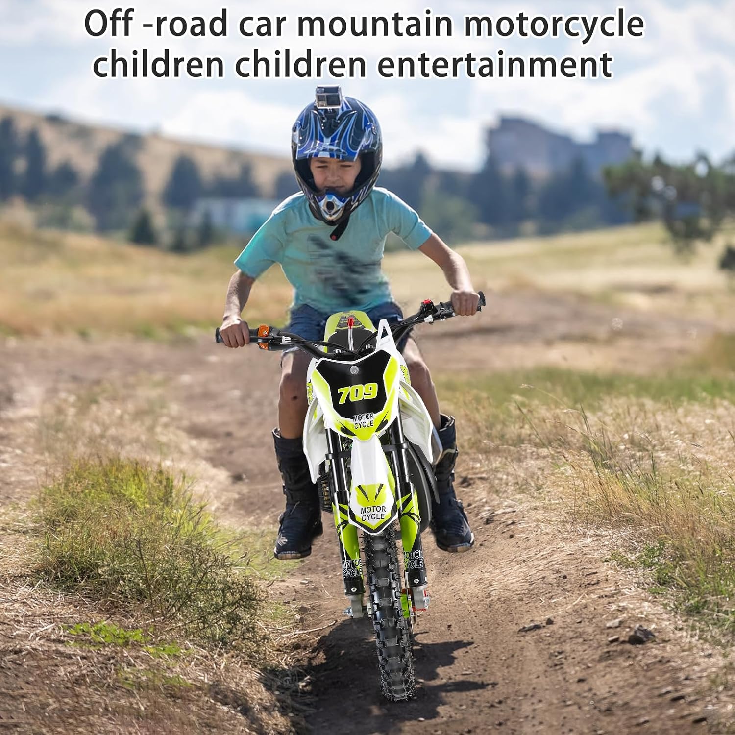 50cc Kids Dirt Bike | Gas Powered Mini Motorcycle for Ages 8-14 with 10' Off-Road Tires & Front-Rear Disc Brakes Green B