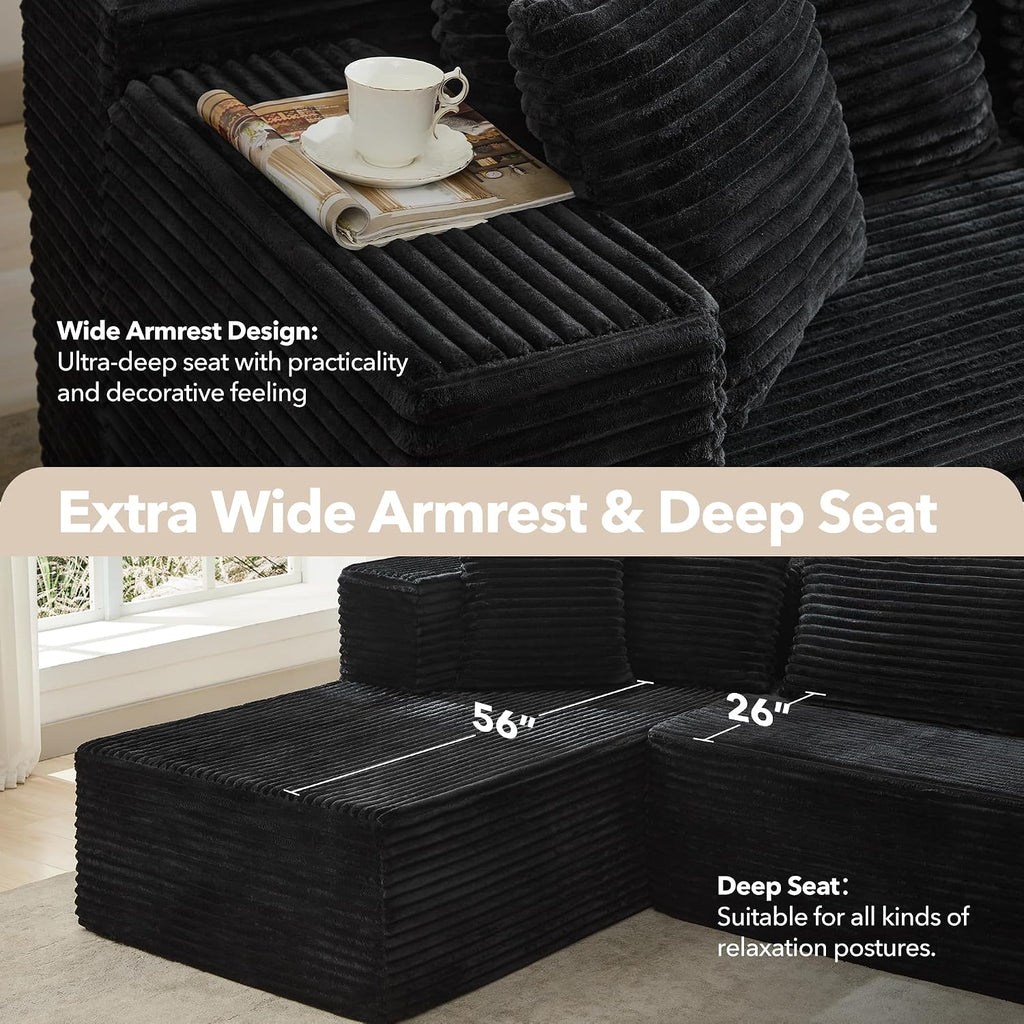 Modular Sectional Sofa Cloud Sectional Couch, 106' Comfy L Shaped Couches for Living Room,Oversized Sofa Sleeper with Deep Seat, No Assembly Required