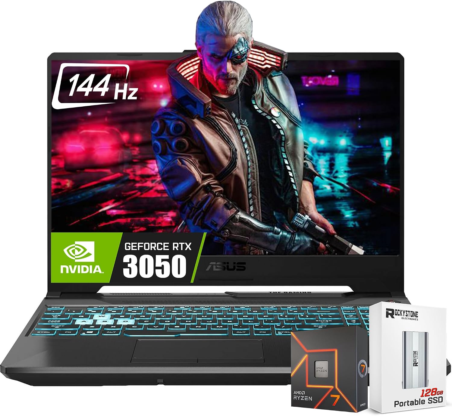 ASUS 2025 TUF A15 15.6'' FHD 144Hz Gaming Laptop, 8-Core AMD Ryzen 7-7435HS, Nvidia Geforce RTX 3050 Graphics, 32GB DDR5 RAM, 2TB SSD, RGB Backlit KB, Wi-Fi 6, Win11 Home, W/Portable SSD