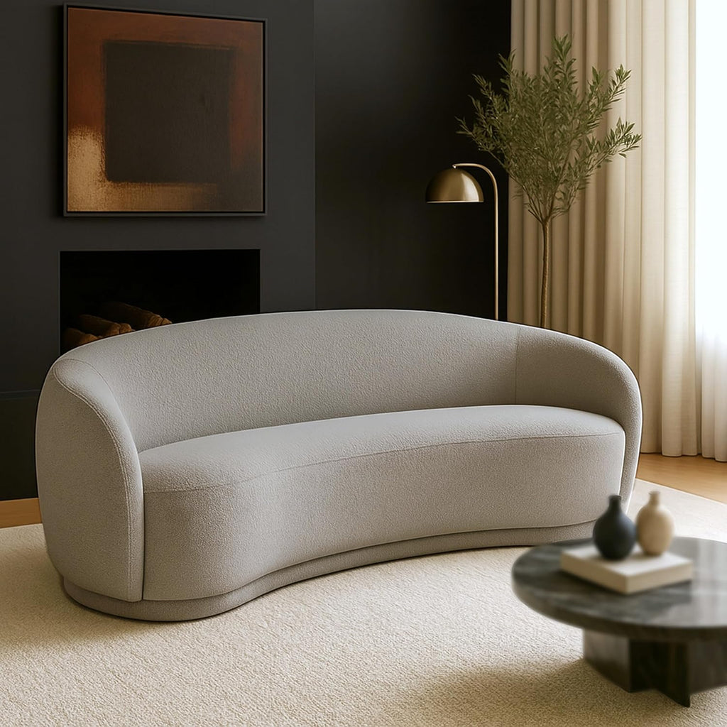 Meridian Furniture 693Grey-S Hyde Collection Modern | Contemporary Boucle Fabric Upholstered Sofa, Grey, 89.5' W x 38' D x 28' H