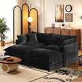 SoarFlash Chenille Sectional Sofa, Comfy Modular Coush Sofa with Ottoman, Modern 2 Seat Recliner Deep Seat Sofa Set for Living Room,Black