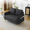 VINGLI 47' Small Couch, Linen Loveseat Sofa Black Mini Couch Mid Century Modern Decor Love Seat for Small Spaces Living Room, Bedroom, Play Room