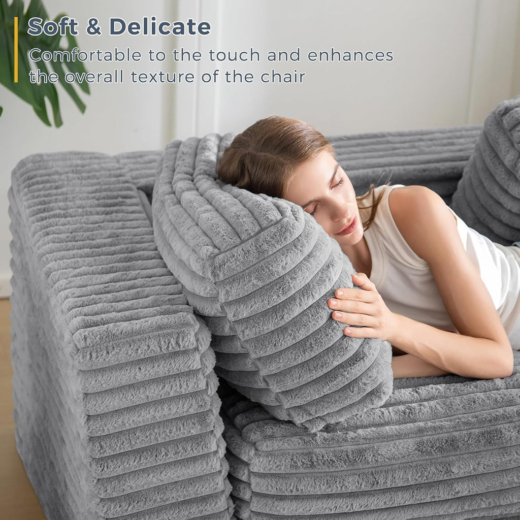 MAXYOYO Giant Bean Bag Chair for Adults, Upholstered Loveseat Floor Sofa with Pillows and Armrests, Large Bean Bag Sofa Plush Chair Bean Bag Couch for Bedroom Living Room, Grey
