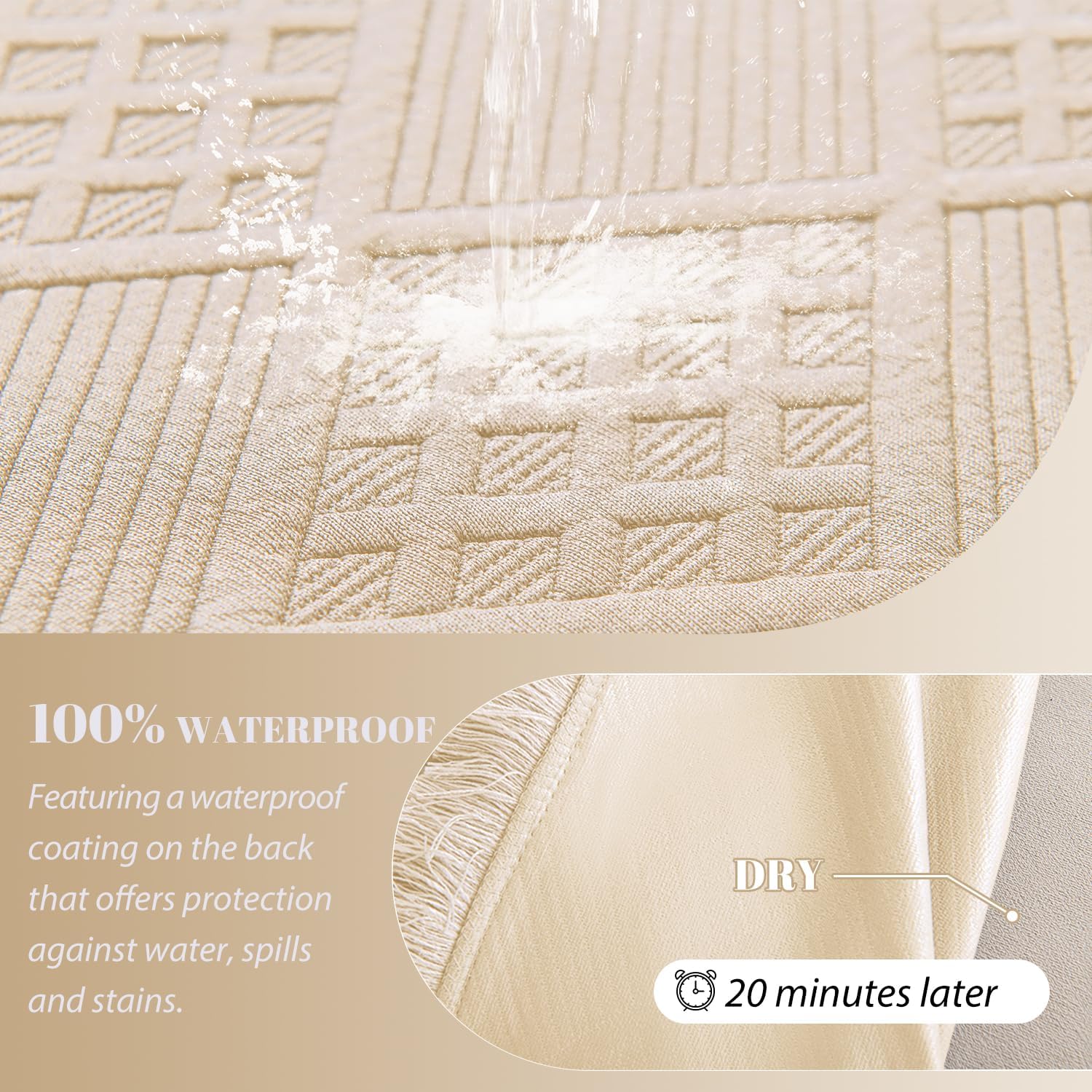 Waterproof Sectional Couch Covers Sectional Sofa Cover L Shaped Corner Sofa Slipcovers Blanket for Dogs Pets Washable Jacquard Quilted L Shape Furniture Protector (75x252 in, Beige)