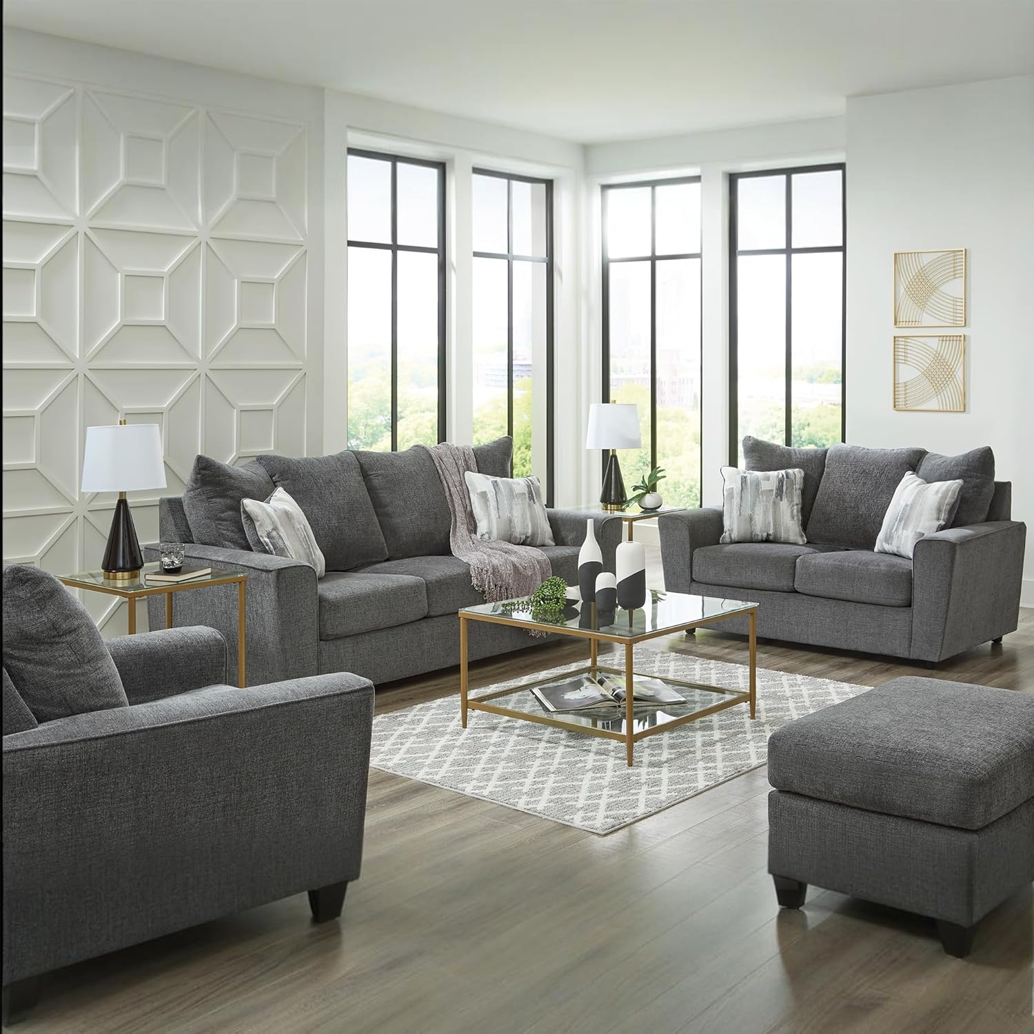 Signature Design by Ashley Stairatt Casual Sofa with Flared Arms, Gray