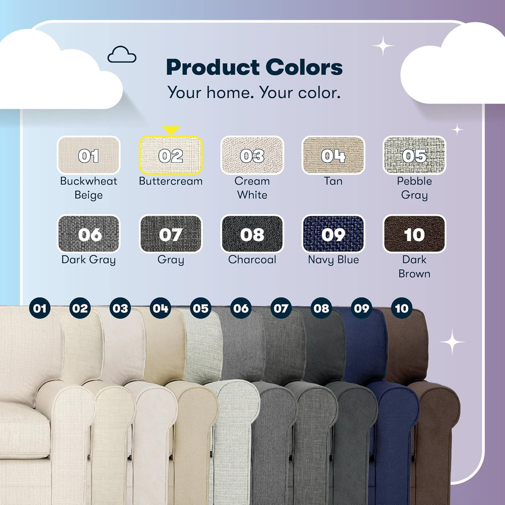 Serta Copenhagen Small Loveseat Sofa, 61 Inch Couch with Rolled Arms, Pocket Coil Seat Cushions, Removable Covers, Easy Care Polyester Upholstery for Living Room, Bedroom or Office, Buttercream