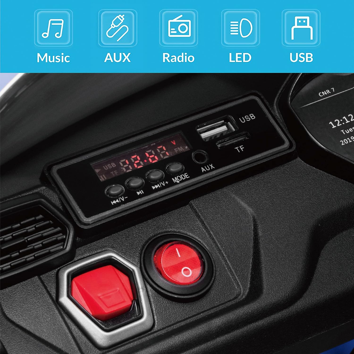 Kidzone Ride On Car 12V Lamborghini Urus Kids Electric Vehicle Toy w/Parent Remote Control, Horn, Radio, Port, AUX, Spring Suspension, Opening Door, LED Light - Blue