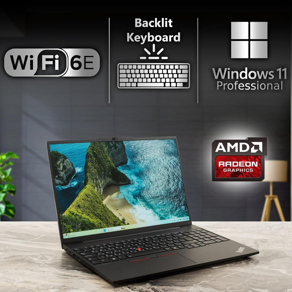 Lenovo ThinkPad E16 Gen 2, FHD+ 16' Touchscreen, AMD Ryzen 7 7735U, 16GB RAM, 512GB SSD, Fingerprint, Backlit Keyboard, WiFi 6E + BT, RJ-45, FHD Webcam, Win 11 Pro, AI Business Laptop