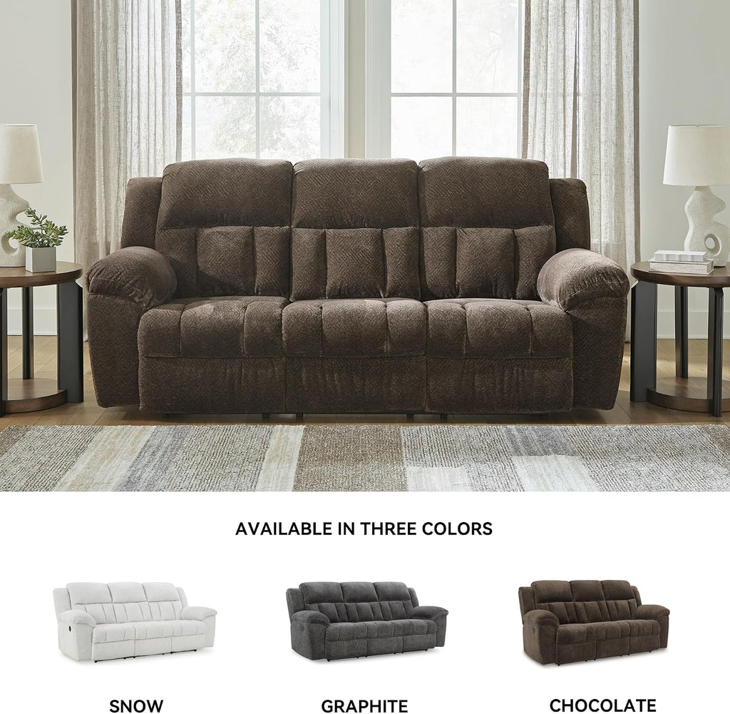 Signature Design by Ashley Frohn Modern Manual Reclining Sofa, Dark Brown