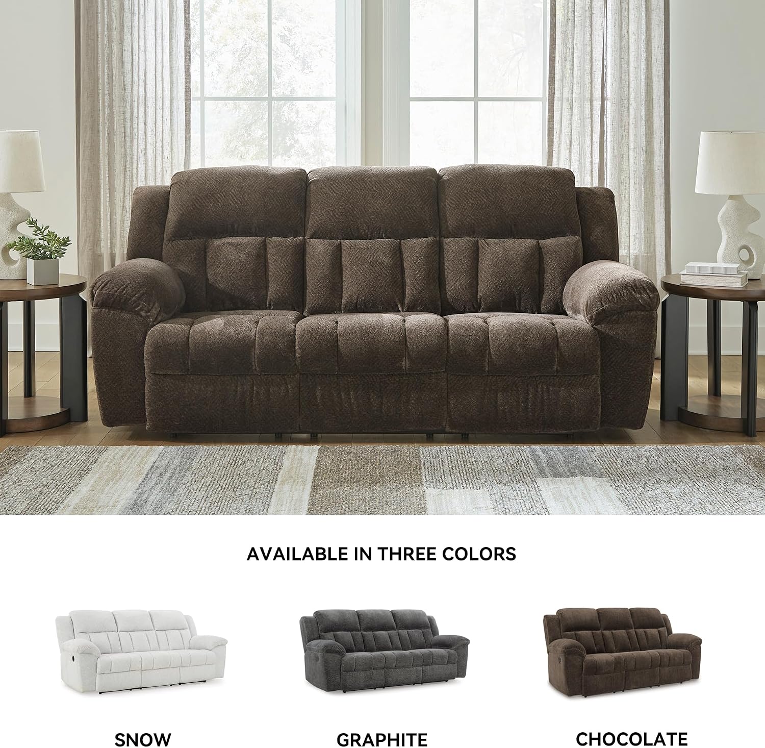 Signature Design by Ashley Frohn Modern Manual Reclining Sofa, Dark Brown