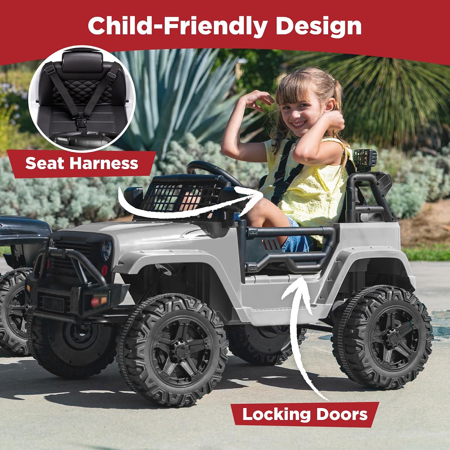 Best Choice Products 12V Kids Electric Vehicle Toy Ride On Car with Parent Remote Control for Toddlers, Seat Harness, 61 lbs Weight Capacity, Locking Doors, Spring Suspension, Bluetooth - Gray