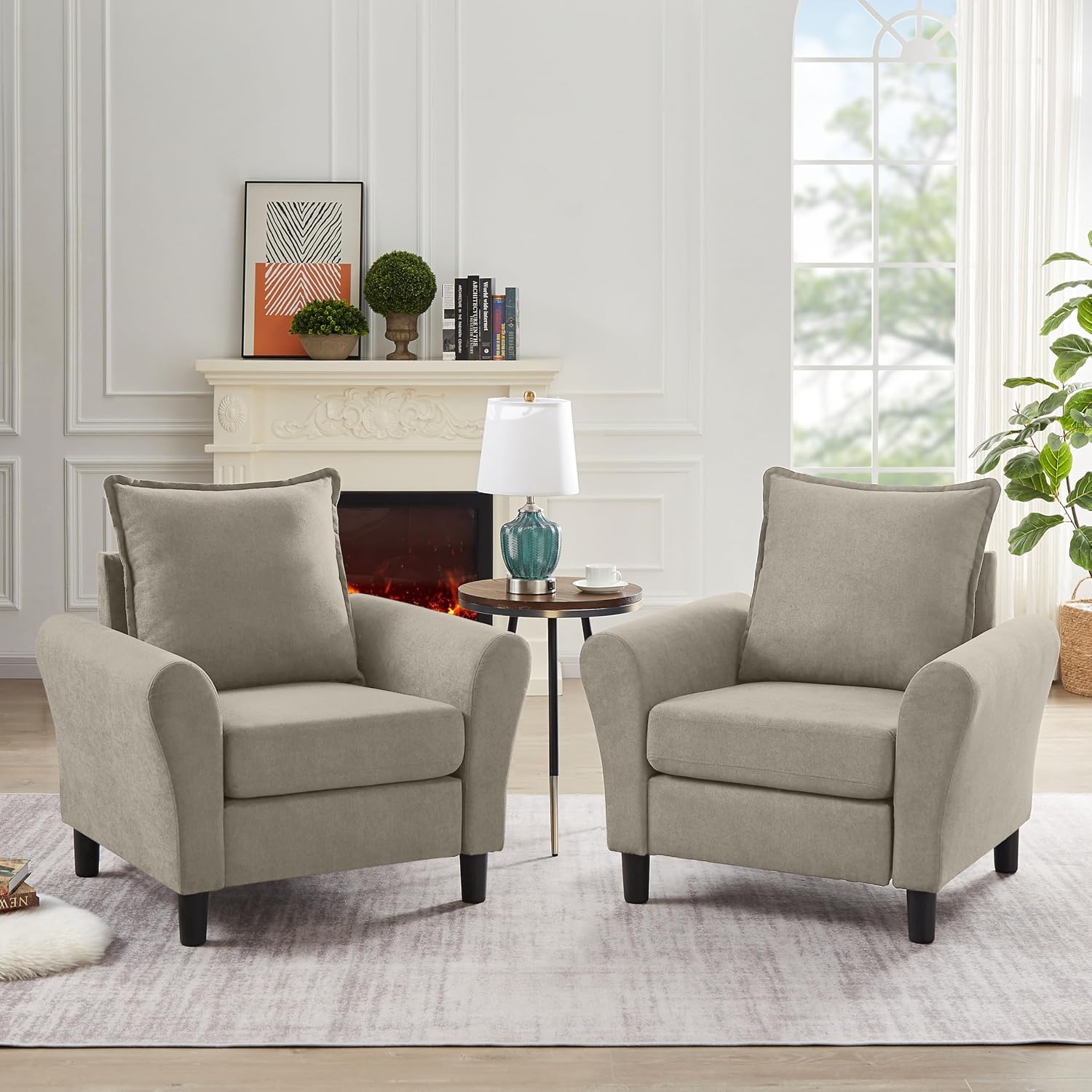 3 Piece Living Room Sofa Sets, Modern 3 Seater Sofa with Storage Ottoman and 2 PSC Armchair Couch Sets, Easy Assembly, Modern 5 Seat Sectional Couches for Living Room, Office,Beige