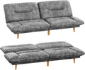 Homall Futon Sofa Bed, Modern Loveseat Futon Couch with Adjustable Backrest and Armrests, Sleeper Sofa Bed with Wood Frame for Living Room, Office, Apartment (Leathaire, Heather Gray)