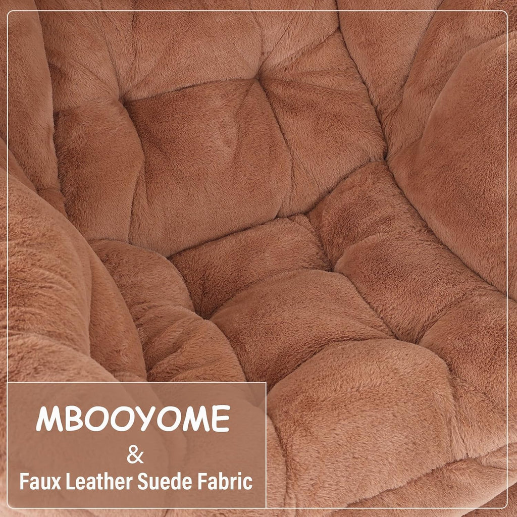 MBOOYOME Lazy Chair with Ottoman, Modern Accent Lounge Armchair with Side Pocket & Foldable Footstool, Leisure Reading Chair for Living Room, Bedroom, Dorm & Office, Plush Brown
