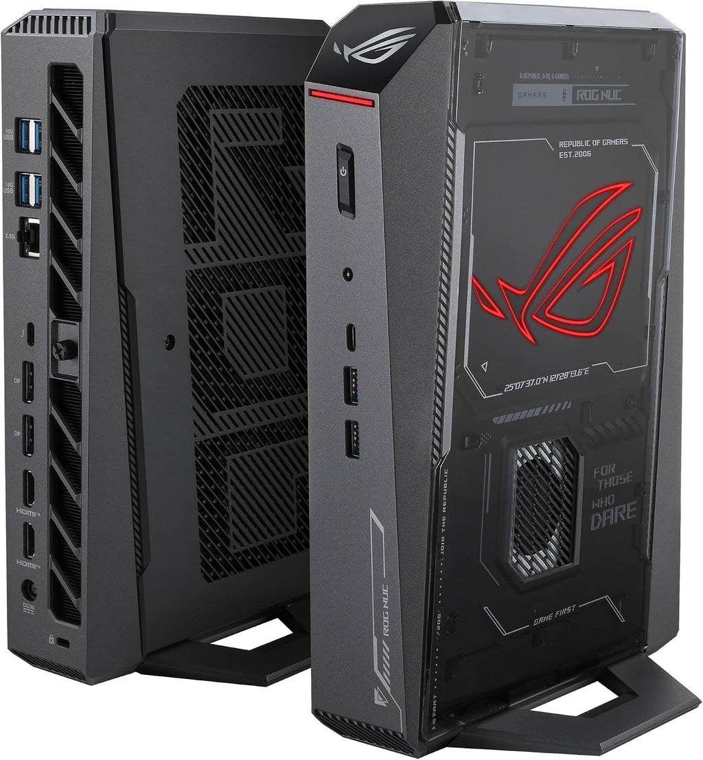 ROG NUC (2025) Gaming Mini PC with Intel® Core™ Ultra 9 (Series 2) ARL-HX CPU, NVIDIA® GeForce RTX™ 5080 Mobile GPU, 32GB DDR5 RAM, 2TB NVMe SSD, Thunderbolt™ 4, Triple-Fan Cooling, and ARGB Lighting