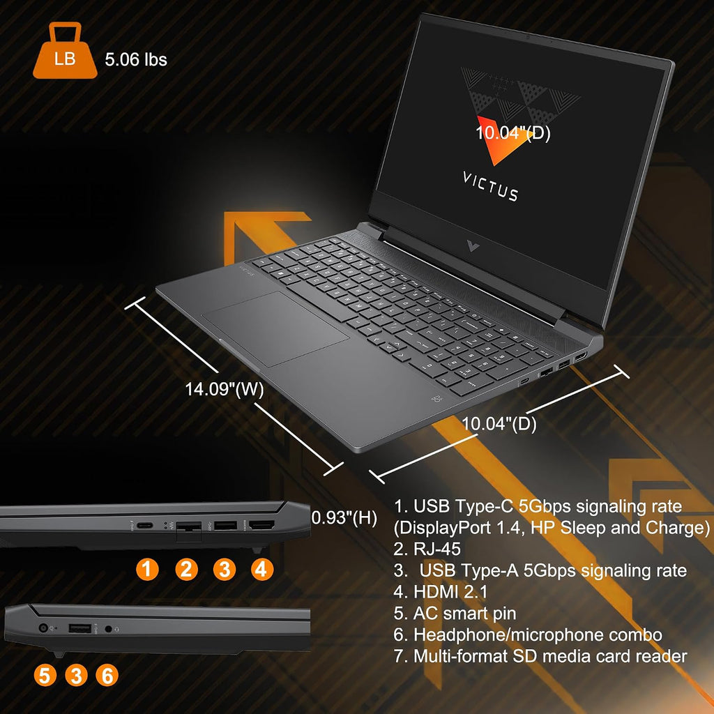 HP Victus 15 Gaming Laptop 15.6' FHD 144Hz Intel 8-core i5-13420H (>i7-12650H) 32GB RAM 1TB SSD GeForce RTX 3050 Backlit Type-c Ultra Wi-Fi6 DTS:X Win11 ICP Hub