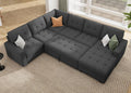 HONBAY Sectional Sleeper Sofa Pull Out Bed with Storage Chaise, Sleeper Sectional Sofa Couch, Sectional Sleeper Bed for Living Room, Dark Grey