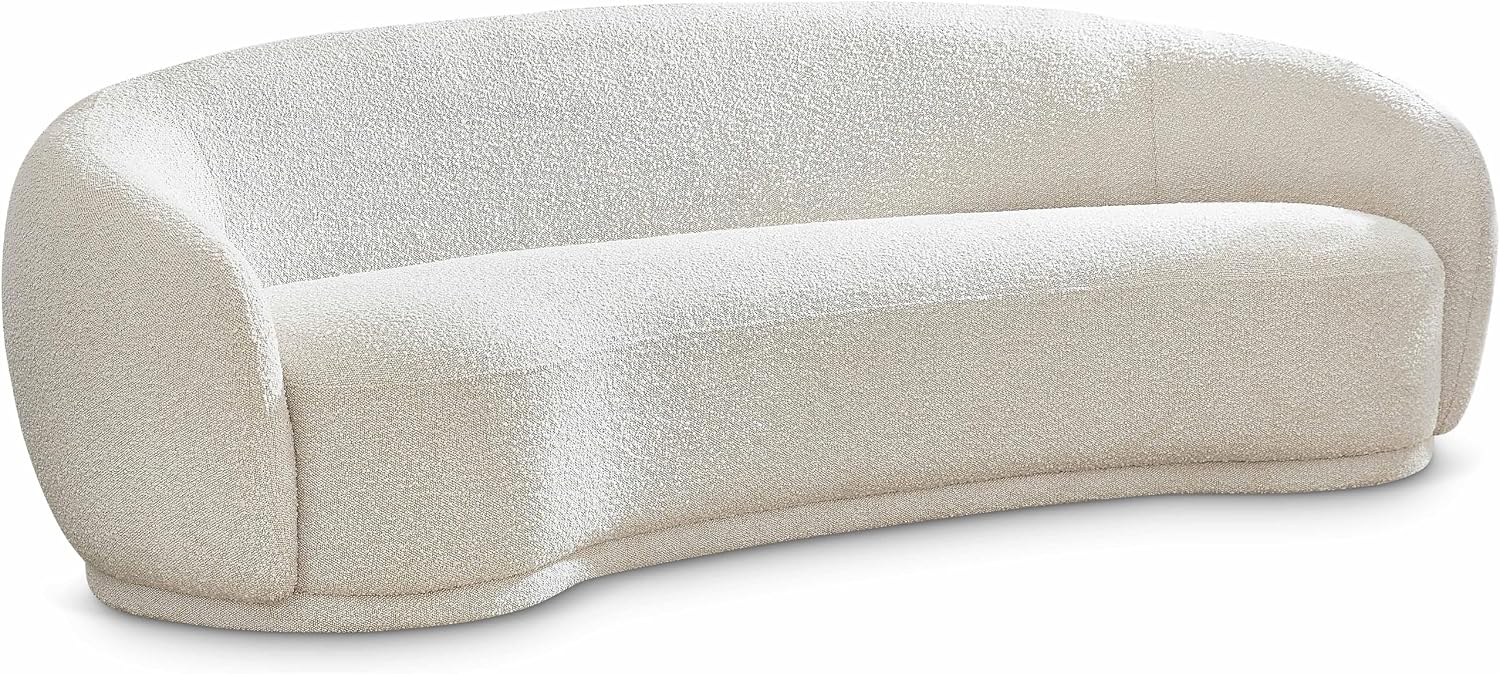 Meridian Furniture 693Cream-S Hyde Collection Modern | Contemporary Boucle Fabric Upholstered Sofa, Cream, 89.5' W x 38' D x 28' H