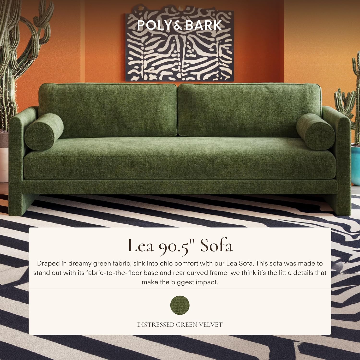 Poly & BARK Fano 99' Sofa with Wide Seating Profile, Clean Tailored Upholstery, and Modern Linear Design for Open Living Rooms
