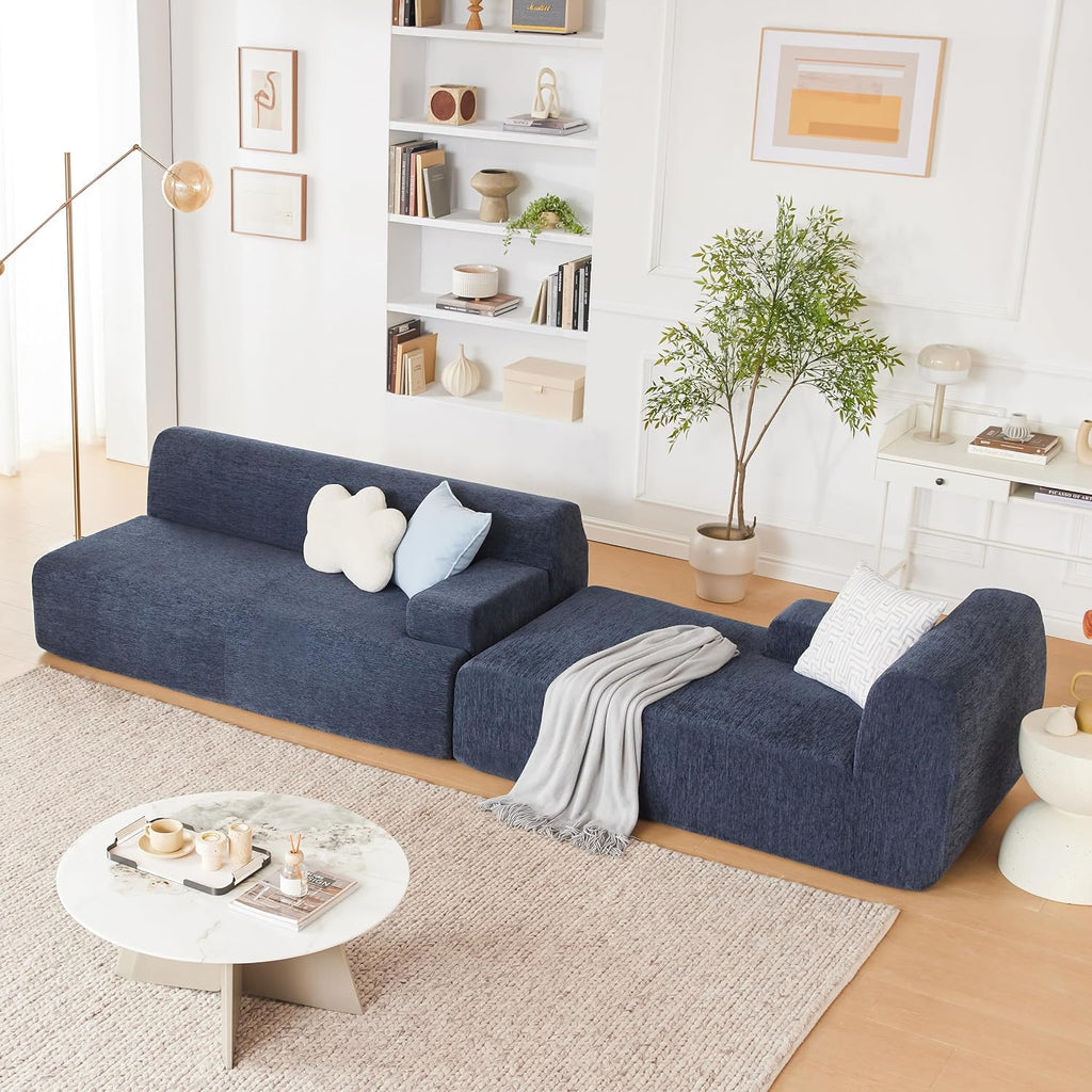 Huatean Home 107' Chenille Modular Sectional Sofa, L-Shape Couches for Living Room, Modern Sofa Couch for Living Room, High Density Sponges Cloud Couch Sectional, Blue