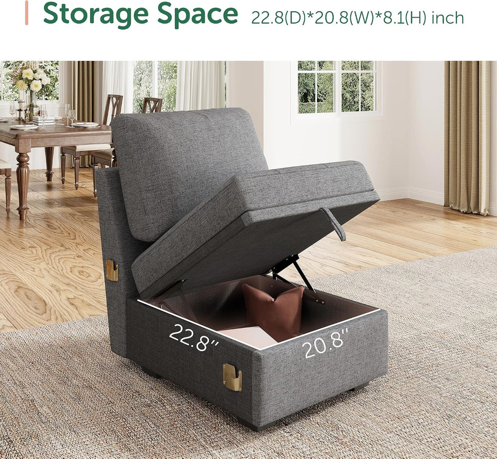 HONBAY Modular Sectional Couch U Shaped Sofa with Storage Seats Sectional Couches for Living Room,Grey
