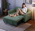LINSY 54' Pull Out Couch with Charging Station - Sleeper Sofa Bed with Cup Holder, Small 3 in 1 Convertible Loveseat Sleeper Couch for Apartment, Dorm Room, Bedroom and Small Space, Olive Green