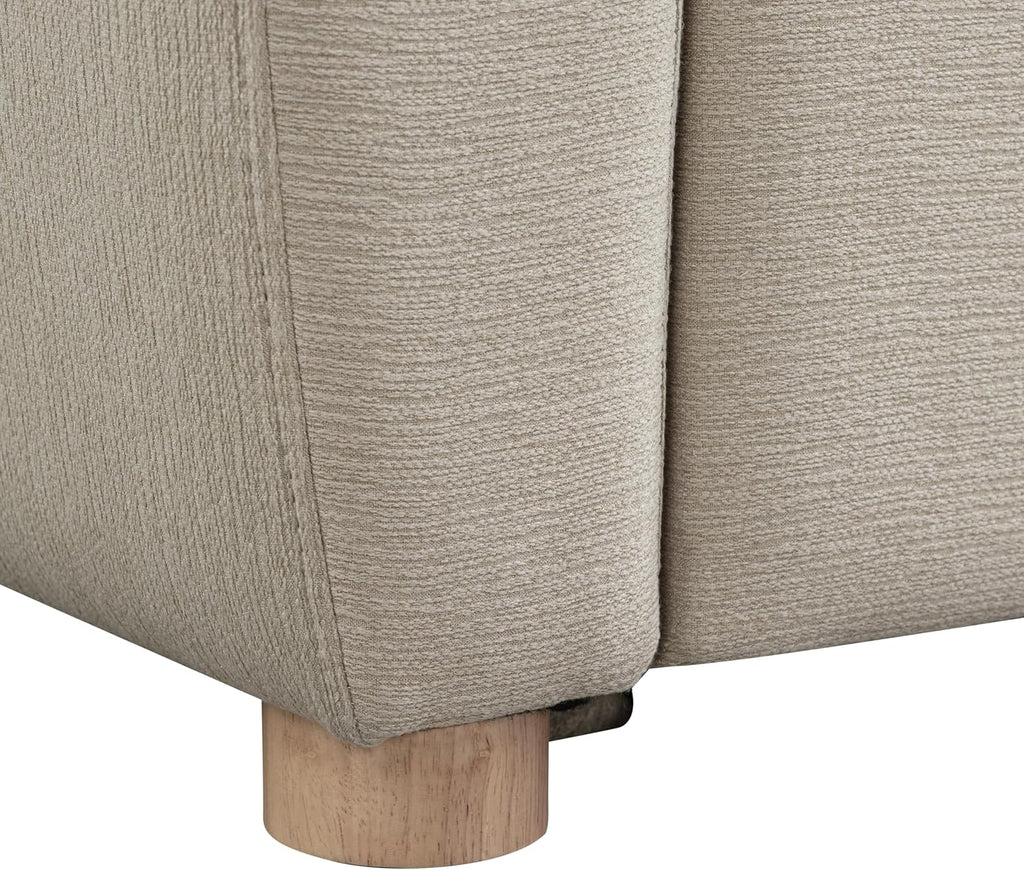 Serta Galway 66.5' Convertible Sleeper Loveseat, Full Size, Dreamcoil Comfort, FingerGuard Pinch Point Protection, Soft Woven Fabric, Beige