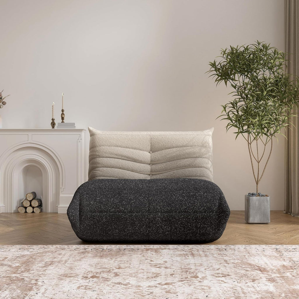 Fireside Bean Bag Sofa - Large Bean Bag Chair for Adults & Teens, High Density Comfortable Foam, Memory Foam, Black & White