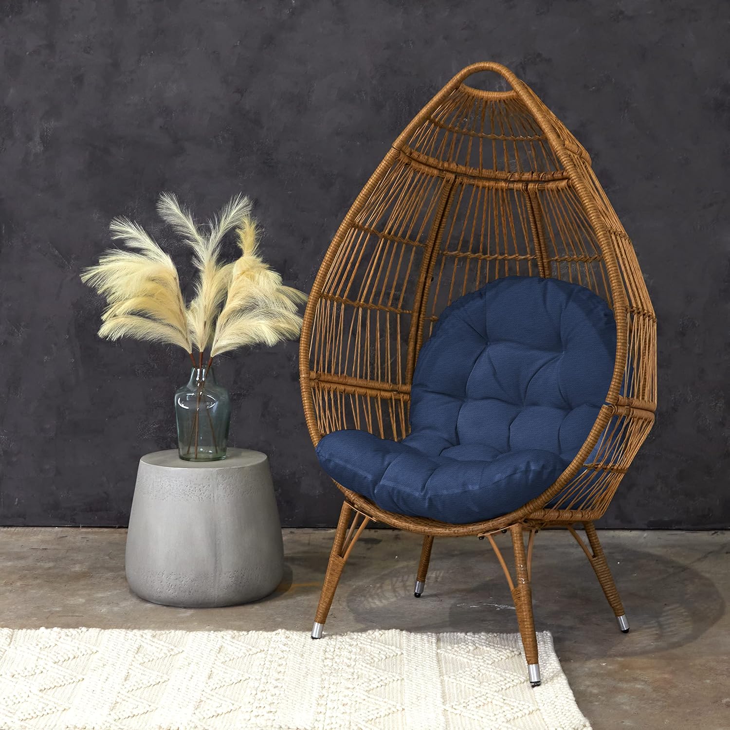 Trupedic Egg Chair Cushion, 44 x 27 x 4, Canvas Navy