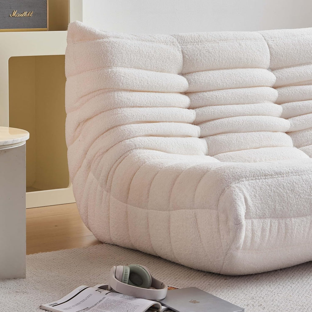 YVDNHP Bean Bag Chair for Adults, Oversized Loveseat Fireside Chair Comfy Bean Bag Couch, 2 Seater Lazy Sofa Couch Memory Foam Floor Chair Loveseat for Living Room, Bedroom Apartment Office (Beige)