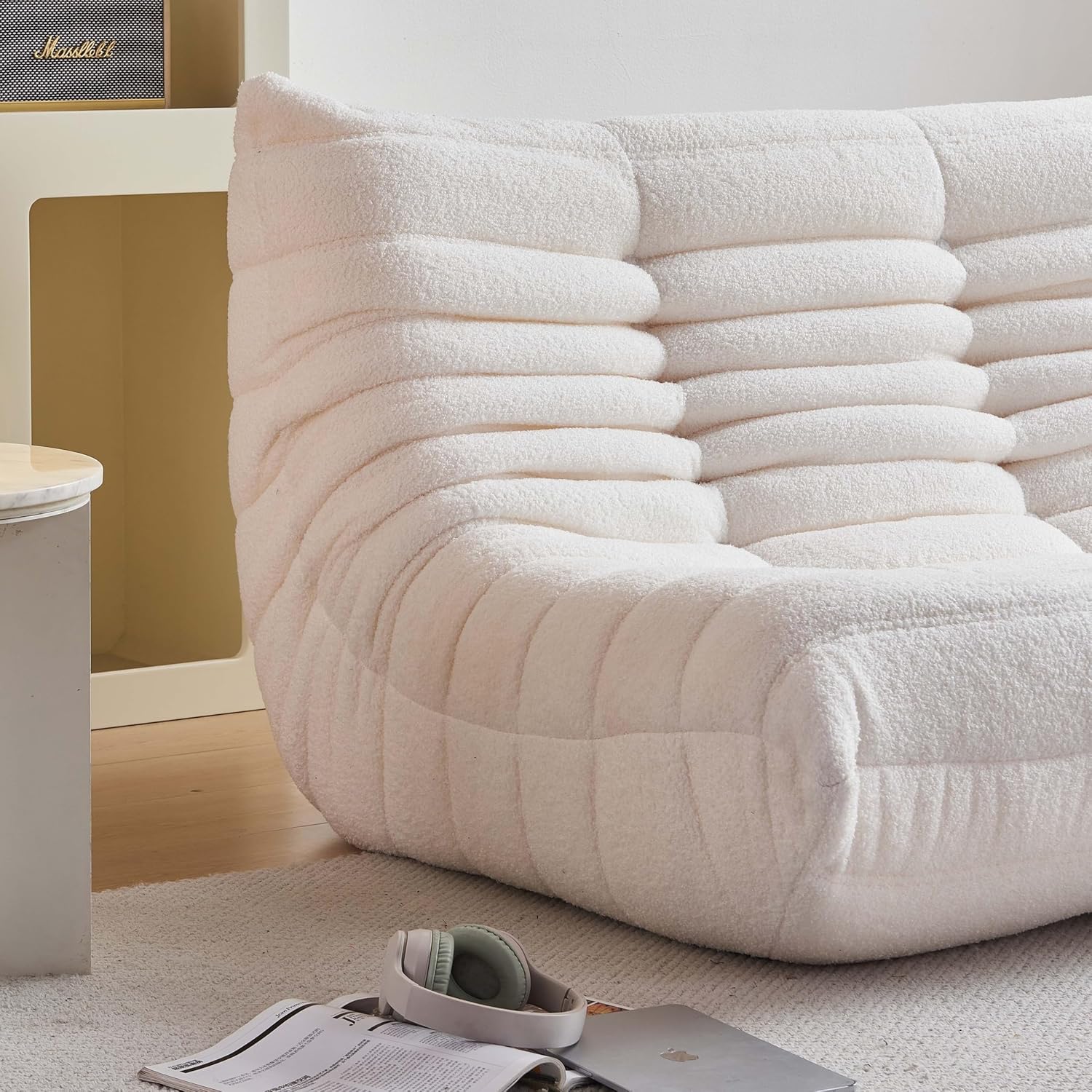 YVDNHP Bean Bag Chair for Adults, Oversized Loveseat Fireside Chair Comfy Bean Bag Couch, 2 Seater Lazy Sofa Couch Memory Foam Floor Chair Loveseat for Living Room, Bedroom Apartment Office (Beige)