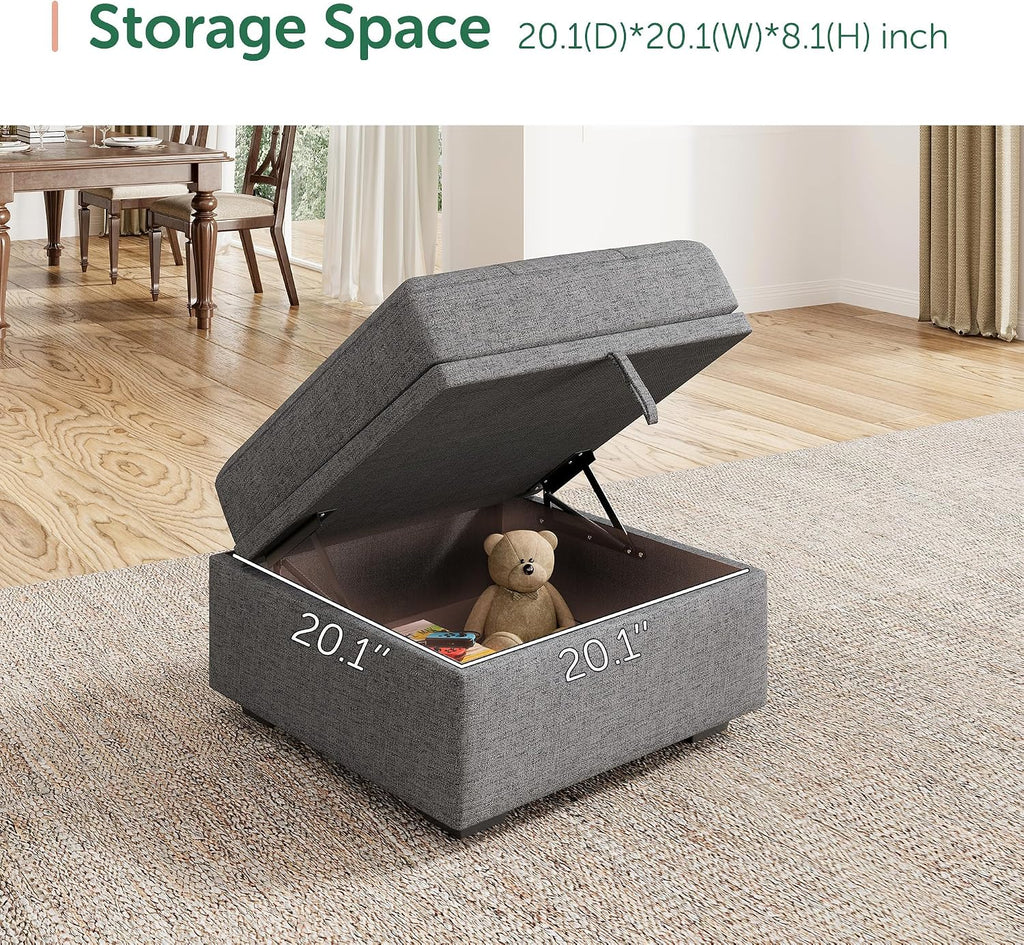 HONBAY Modular Sectional Couch U Shaped Sofa with Storage Seats Sectional Couches for Living Room,Grey