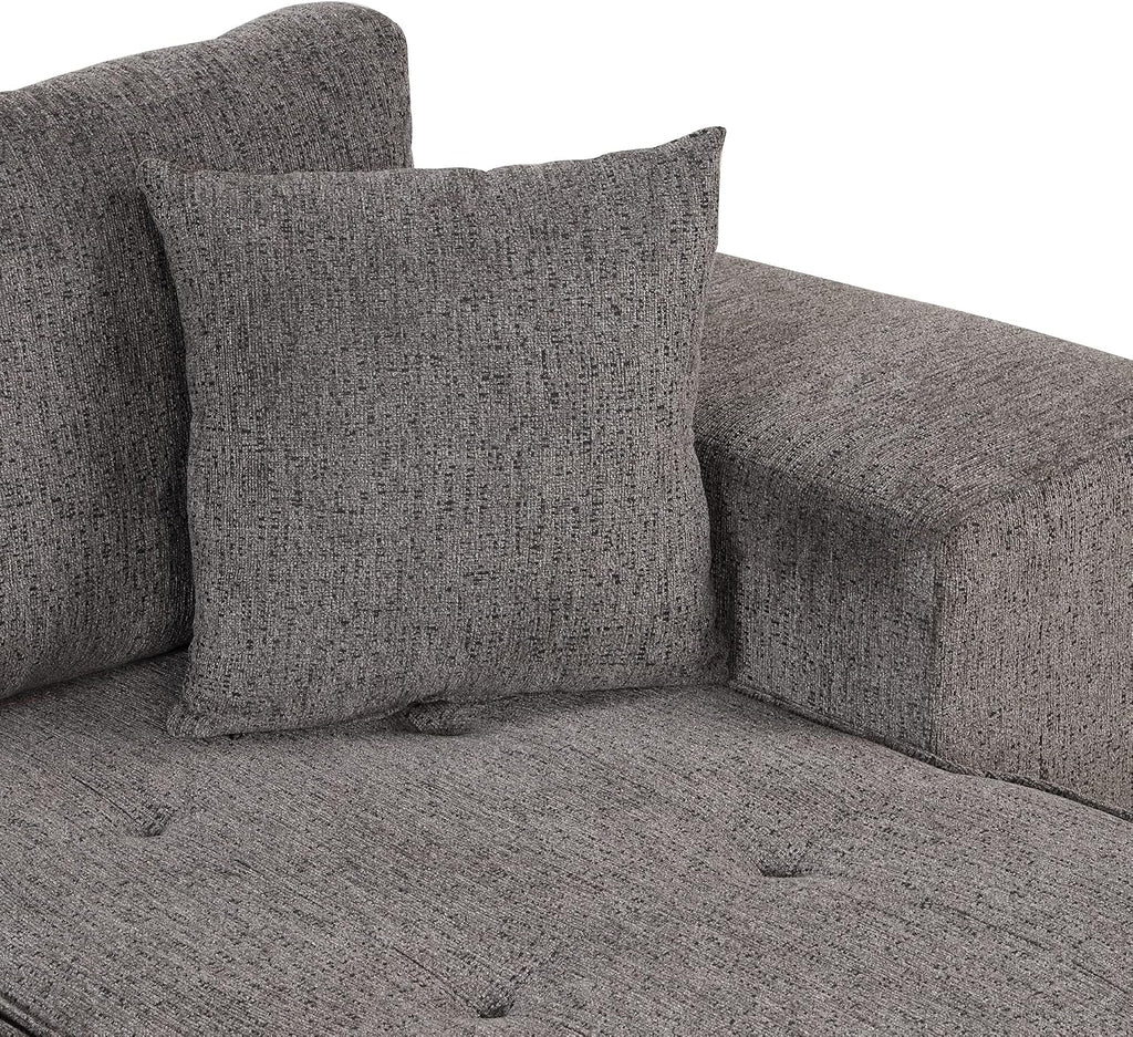 104.5 inch Reversible Sleeper Sectional Sofa with Pull Out Bed , Convertible L Shaped Sectional Couch with Storage Chaise and 2 Stools , Tufted Upholstered Pullout Sofa Bed for Living Room Apartment