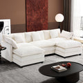 Ihanherry 111.4' U Shaped Cloud Couch Modern Modular Sectional Sofa with 2 Ottoman, 5-Seat Chenille Deep Seat Sofa with 5 Pillows for Living Room, Bedroom and Apartment, Beige