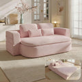 75'' Folding Sleeper Sofa Bed, Convertible Memory Foam Boneless Couch, Foldable Full Size Guest Bed, Modern 2-in-1 Futon Floor Sleeper Sofa with 4 Pillows and Blanket (Teddy, Pink2)
