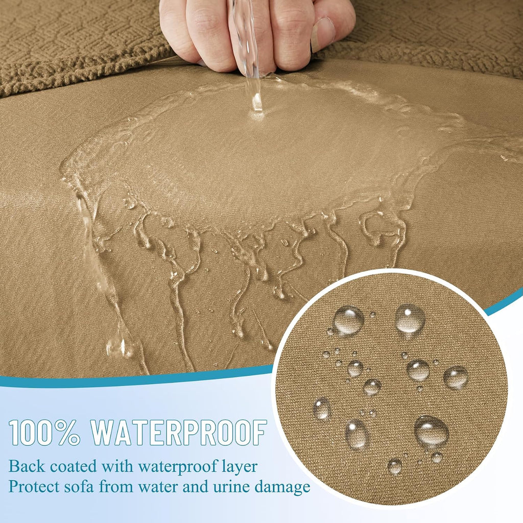 HDCAXKJ Waterproof Sectional Couch Cushion Covers 11 Pieces Stretch Jacquard L Shaped Corner Sofa Slipcover Back Cover Soft Sofa Seat Cushion Covers for Dogs Pet (5 Seater and 6 Backrest, Brown)