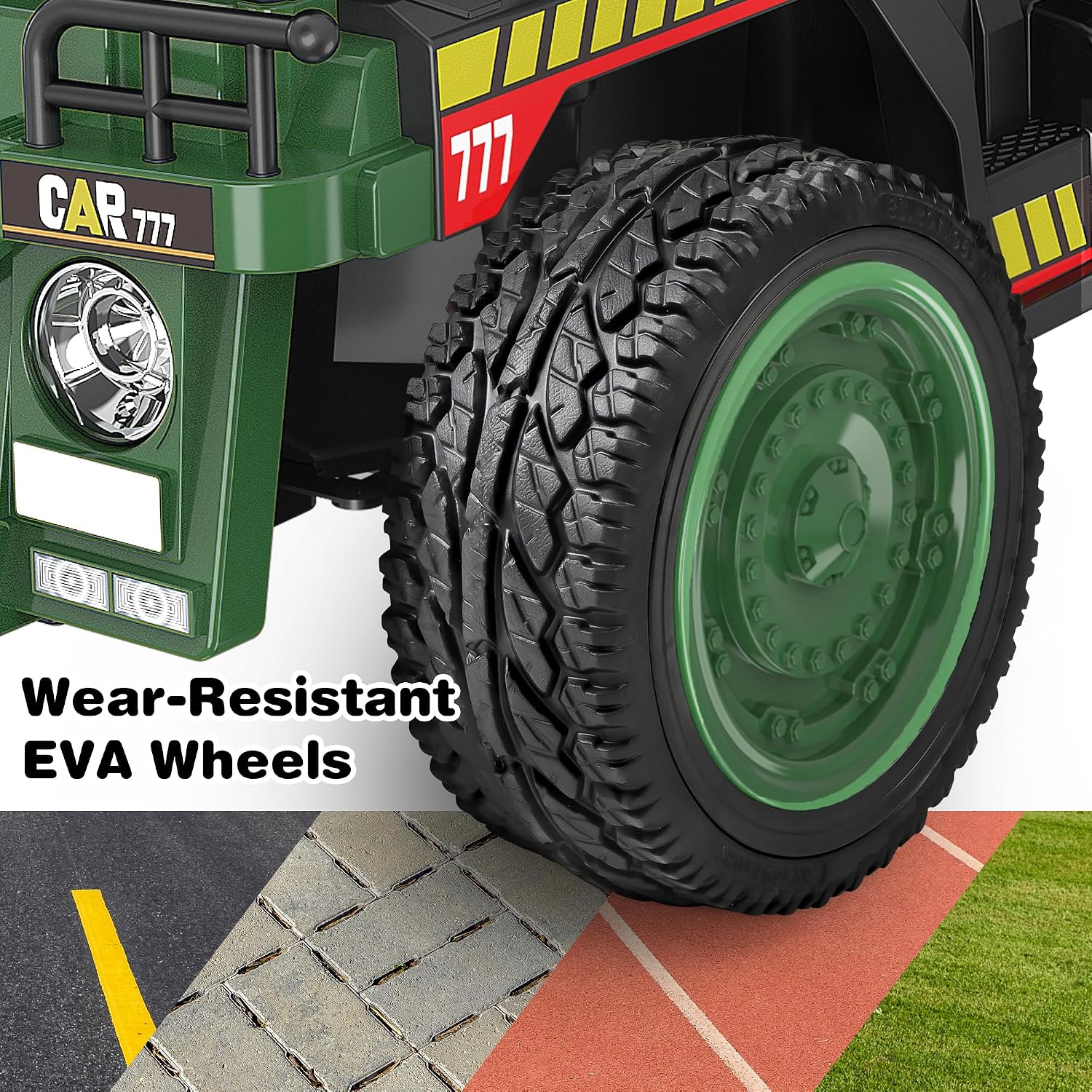 ANPABO 24V Ride On Dump Truck, 2X75W Powerful Motors, Up to 4.4Mph, EVA Tires, Construction Vehicle w/Electric Dump Bed and Extra Shovel, 19' Spacious 2 Seater, Kids Car w/Parent Remote -DarkGreen