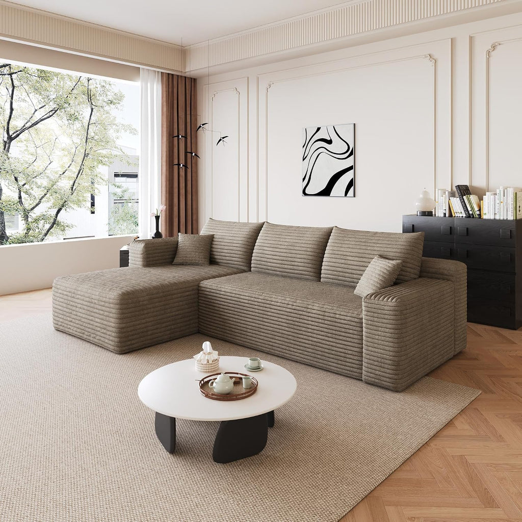 AUGOP 96' Sectional Couches for Living Room Modern Modular Sofa with L-Shape Couchs Upholstered Boneless Couch Deep Seat Sectional Couch with Chaise (Camel, 96' Left Facing Chaise+2Seaters)