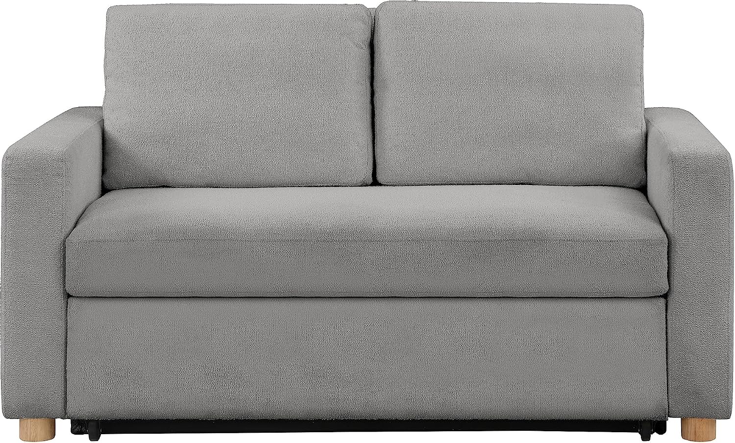 Serta Tulsa 66.1' Convertible Sleeper Loveseat, Full Size, Dreamcoil Comfort, FingerGuard Pinch Point Protection, Boucle Fabric, Grey
