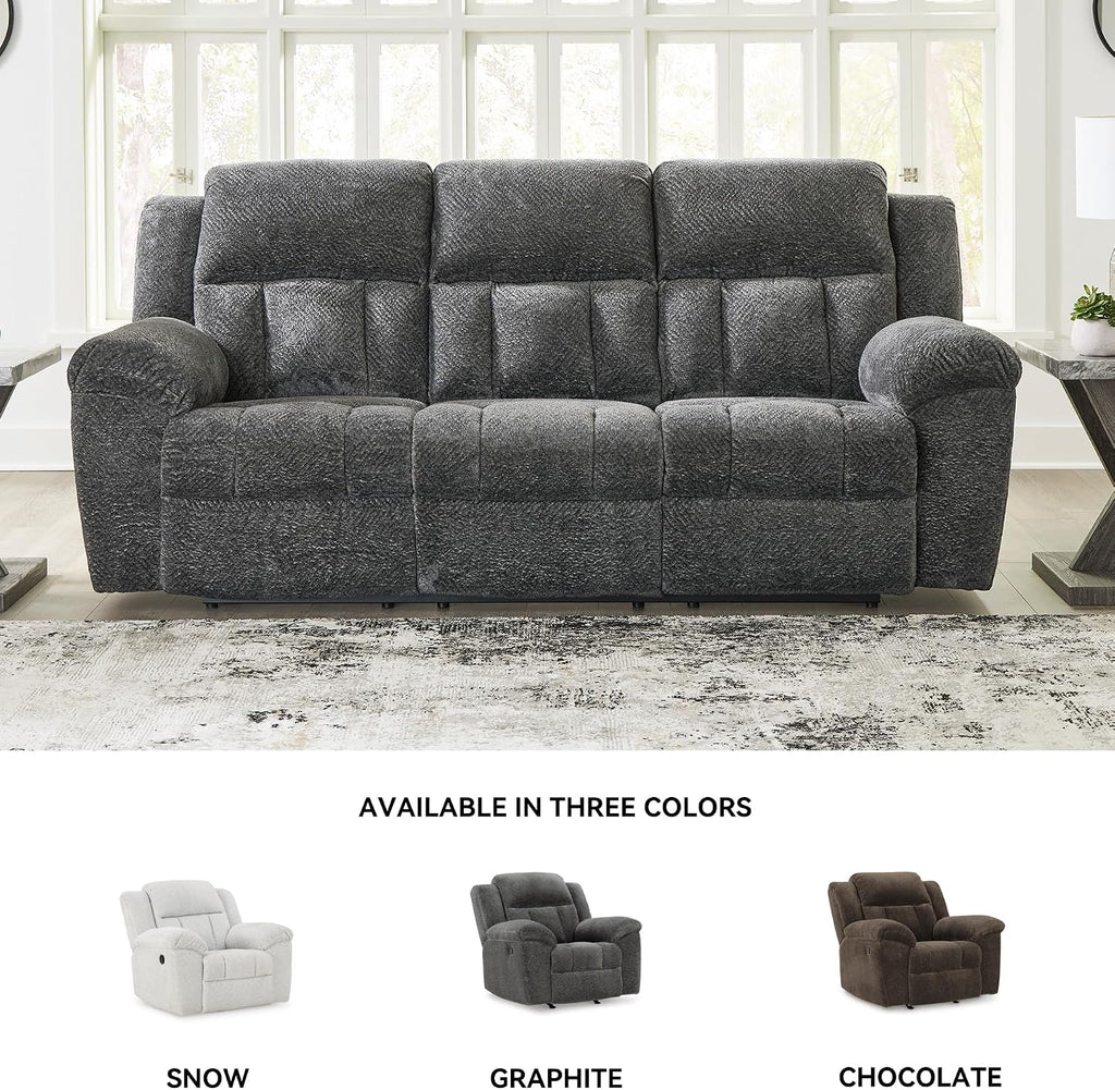 Signature Design by Ashley Frohn Contemporary Manual Reclining Sofa, Gray