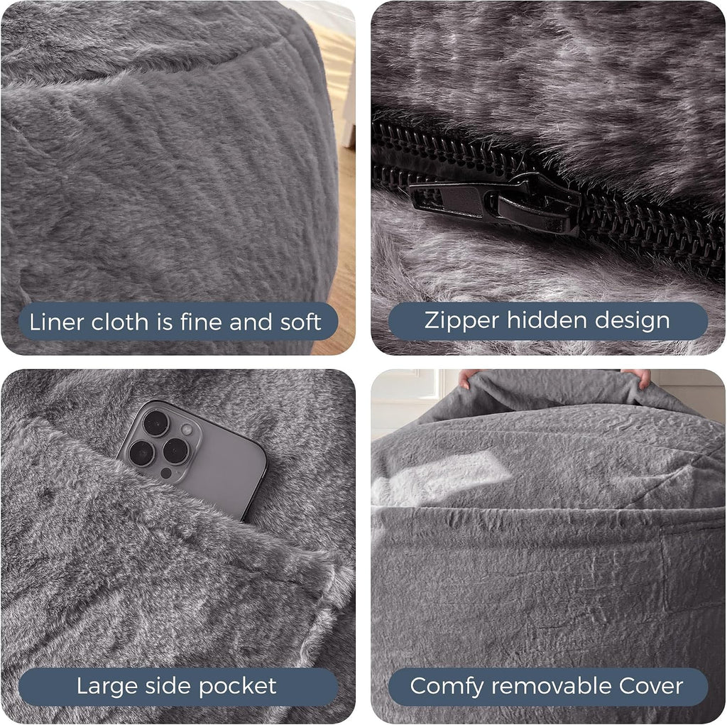 MAXYOYO Giant Bean Bag Chair Bed for Adults, Convertible Beanbag Folds from Lazy Chair to Floor Mattress Bed, Large Floor Sofa Couch, Big Sofa Bed, High-Density Foam Filling, Machine Washable