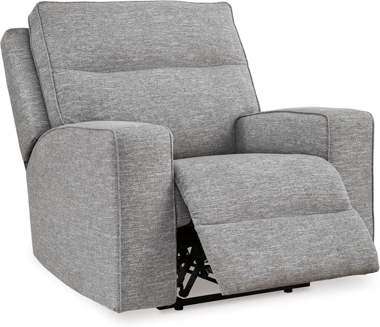 Signature Design by Ashley Biscoe Contemporary Power Recliner with Adjustable Headrest, USB Charging, Cleanable Performance Fabric, 21' Seat Height, Gray