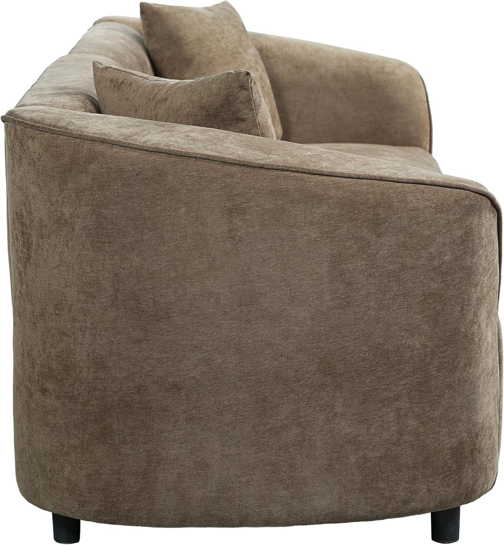 Christopher Knight Home Sabbo 87.50' Modern Sofa Couch, Wooden Home Sofa Living Room, Oversized Cloud Couch for Bedroom, Home Office, Brown
