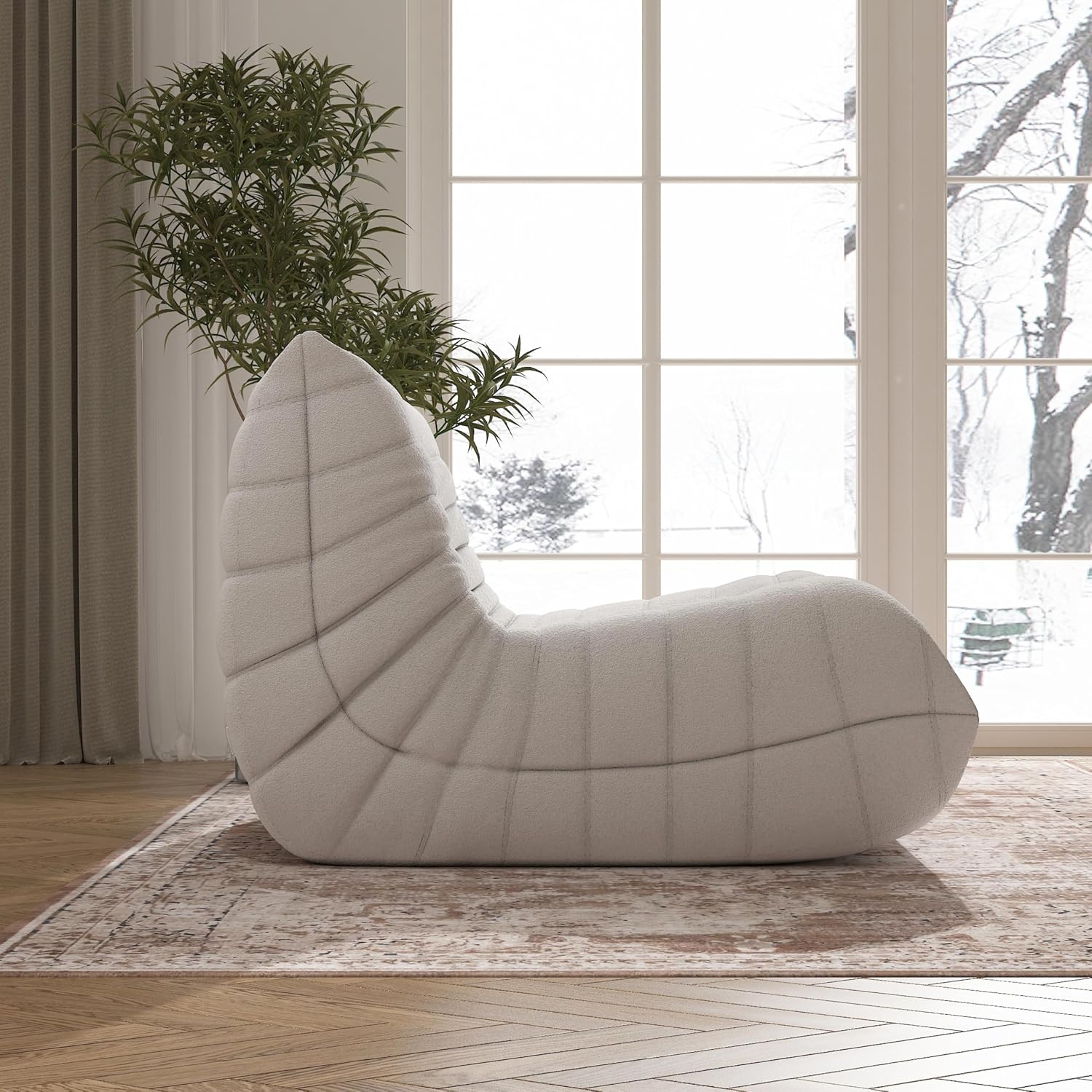 YVDNHP Bean Bag Chair for Adults, Oversized Fireside Chair Comfy Lazy Floor Sofa, Single Seat Sofa Couch Memory Foam Bean Bag Chair for Living Room, Bedroom Apartment Office (Beige)