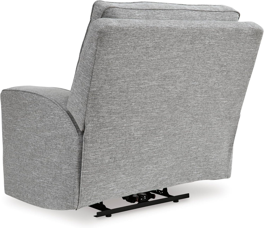 Signature Design by Ashley Biscoe Contemporary Power Recliner with Adjustable Headrest, USB Charging, Cleanable Performance Fabric, 21' Seat Height, Gray